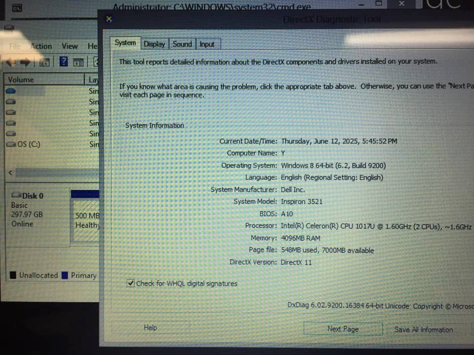 Dell Inspiron 3521 Computers 320GB 4GB Used - Good
