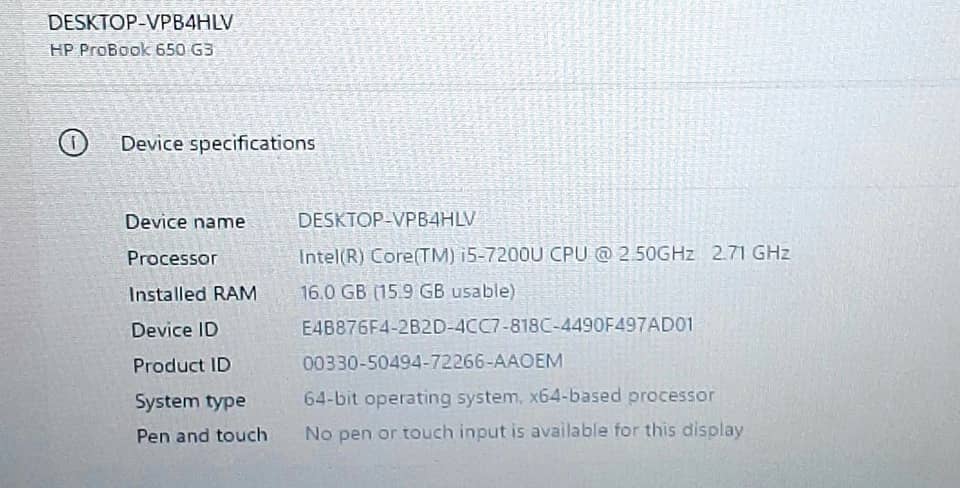 HP ProBook 650 G3 Computers 256GB 16GB Refurbished - Excellent