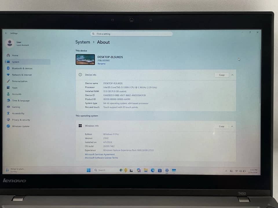 Lenovo ThinkPad T450s Computers 128GB 8GB Used - Good