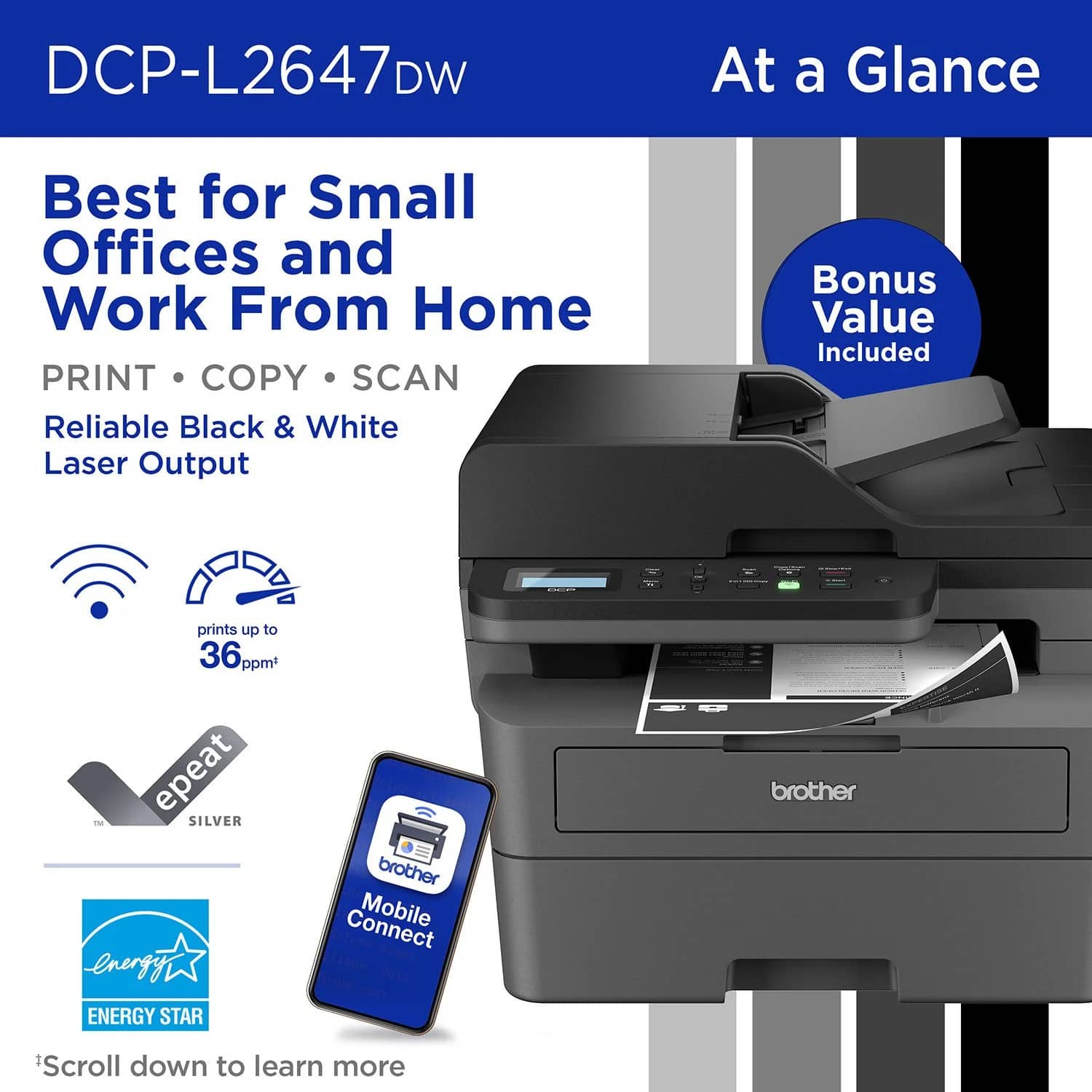 Brother DCP-L2647DW Printers Black New