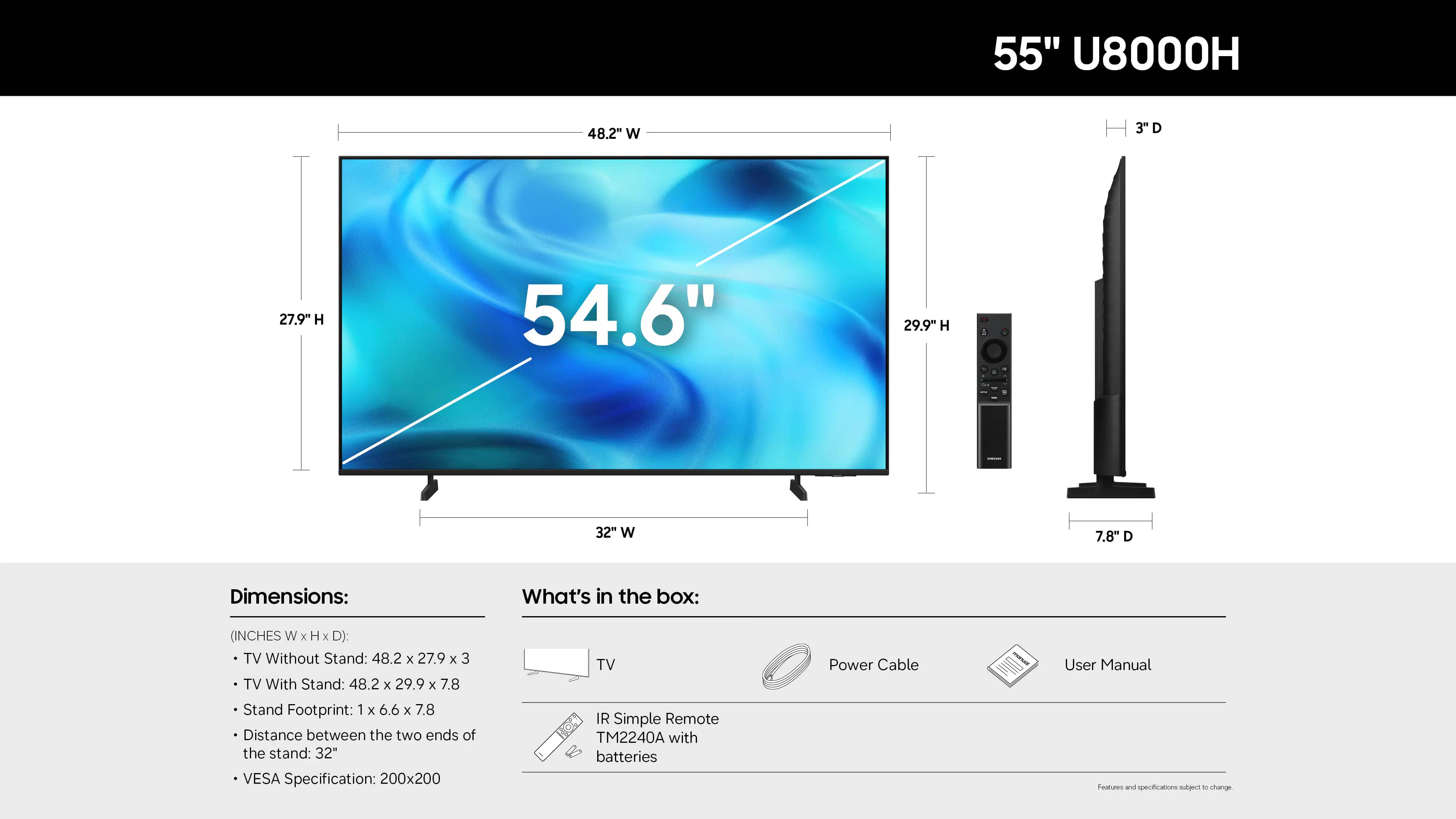 Samsung U8000H TVs 43 inch New