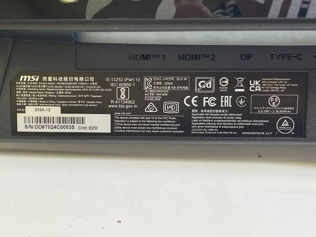 MSI MPG 321CURX QD-OLED Monitors New