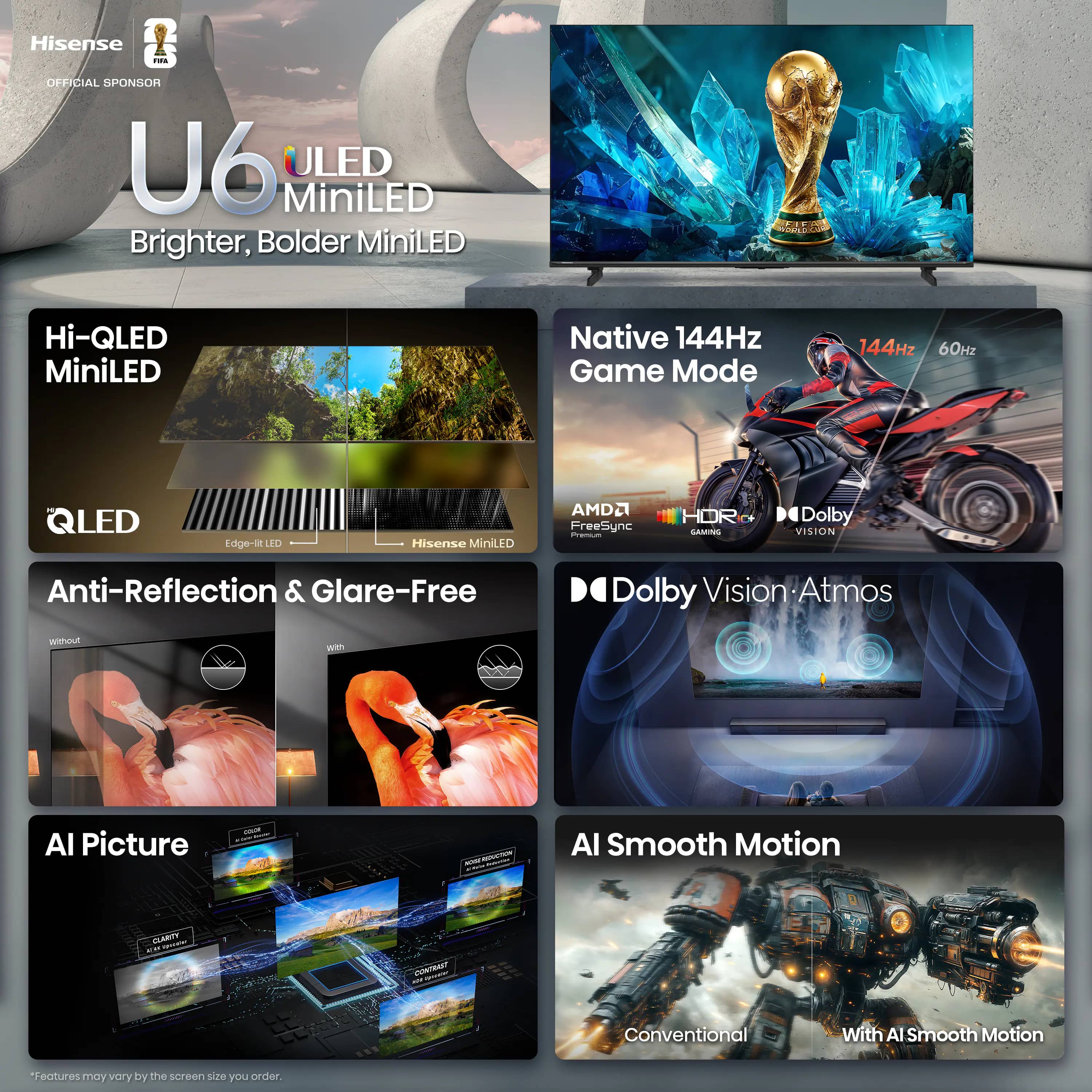 Hisense U6SF TVs 50 inch New