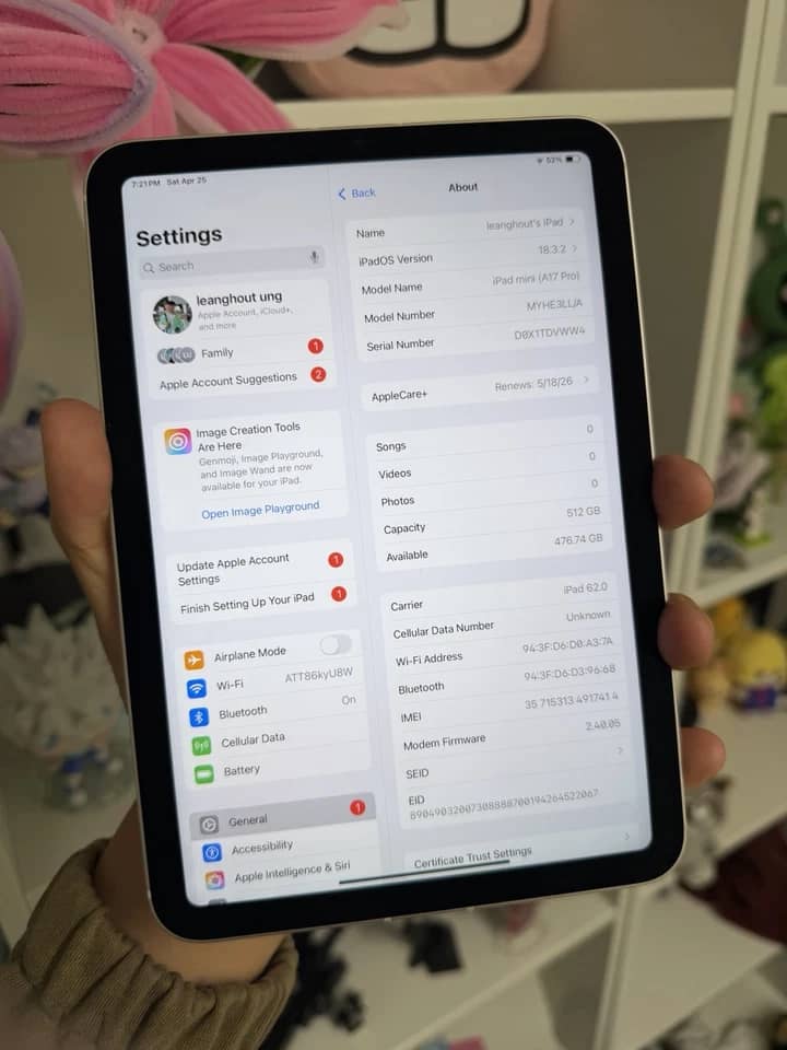 Apple iPad Mini A17 Pro Tablets Purple 512GB Open-Box Excellent 8.3"