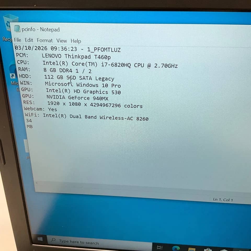 Lenovo ThinkPad T460p Computers 256GB 16GB Used - Good