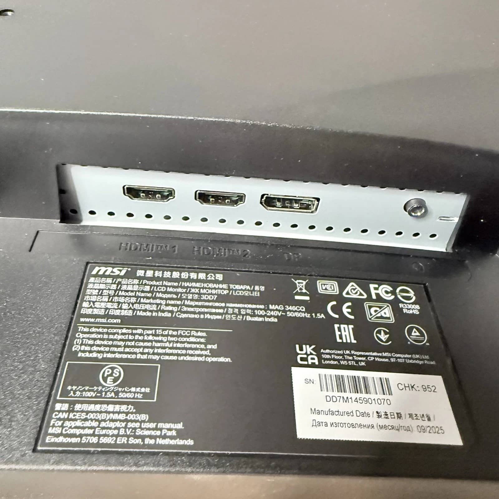 MSI MAG 346CQ Monitors New