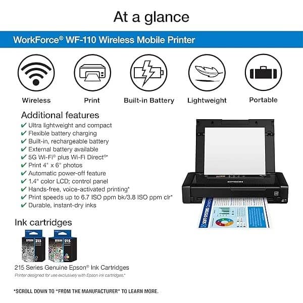 Epson Epson WorkForce WF-110 Printers Black Refurbished - Excellent
