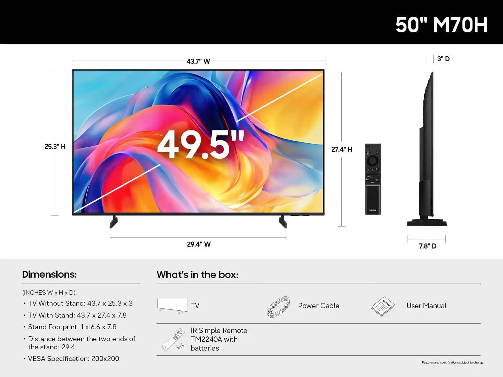 Samsung M70H TVs 43 inch New