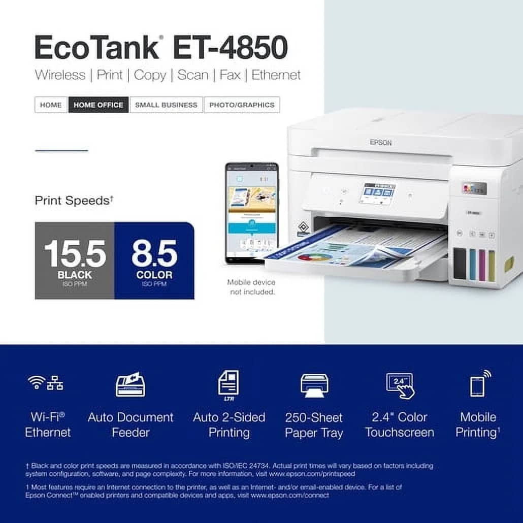 Epson Epson EcoTank ET-4850 Printers White Refurbished - Excellent