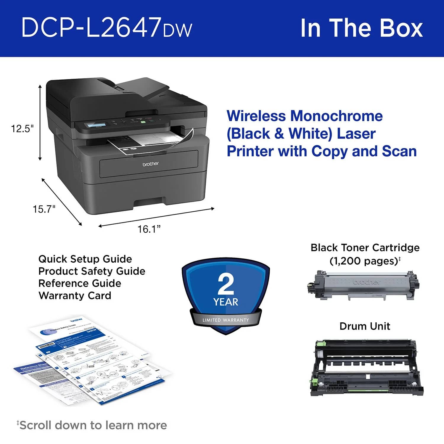 Brother DCP-L2647DW Printers Black New