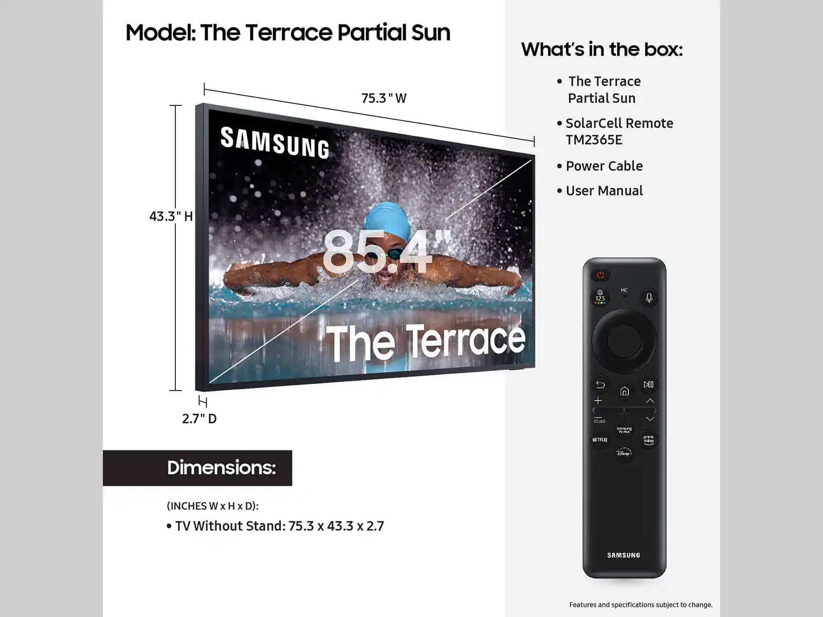 Samsung The Terrace-LST7C TVs 85 inch New
