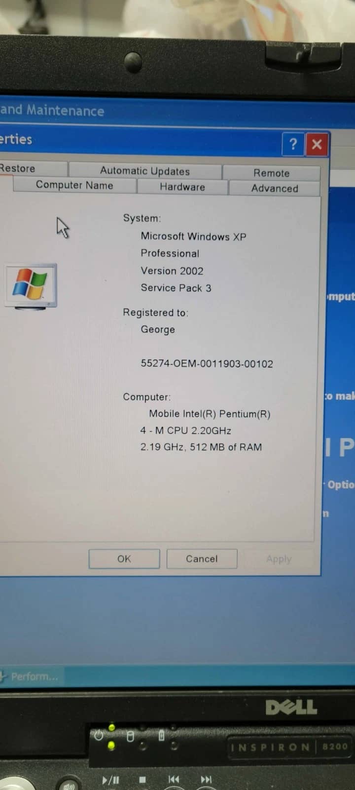 Dell Inspiron 8200 Computers 40 GB 512MB Used - Good