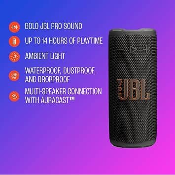 JBL Grip Portable Bluetooth Speakers Black New