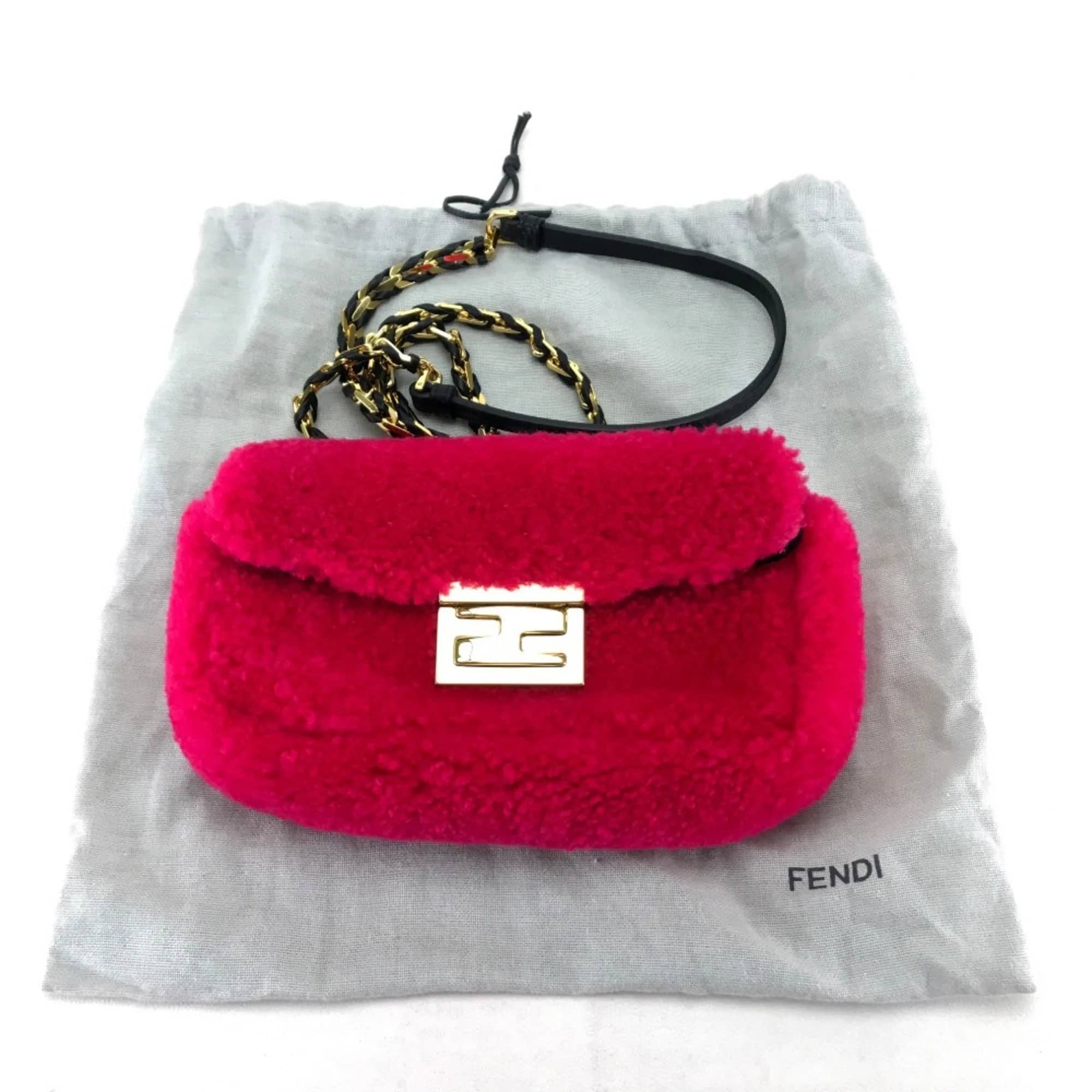 Fendi Baguette Women's bags Chain Midi Orange Leather Used - Acceptable