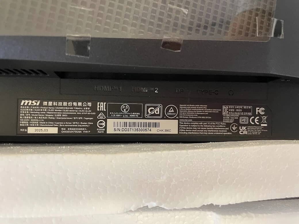 MSI MAG 321UP QD-OLED Monitors New