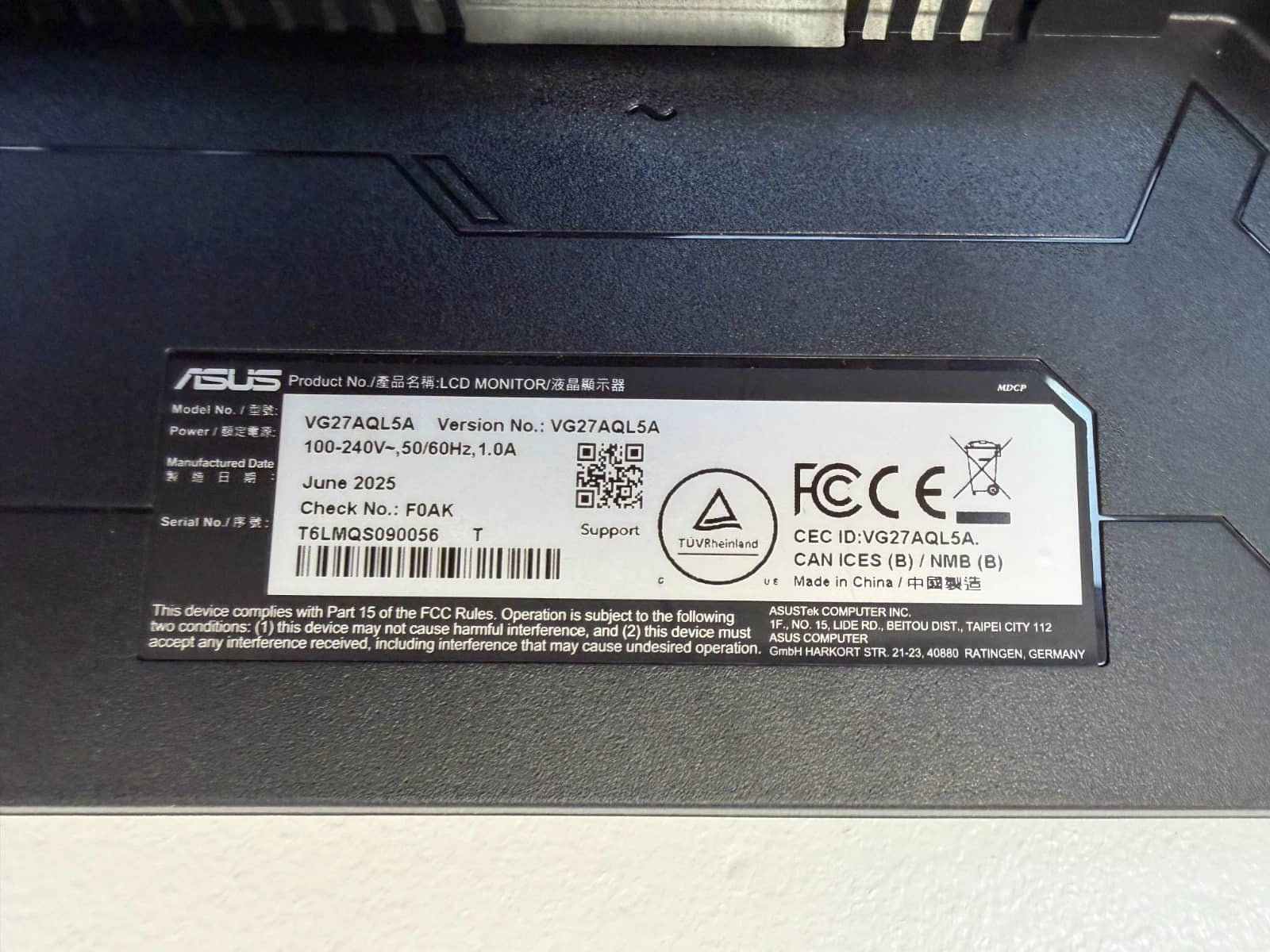 ASUS VG27AQL5A Monitors New
