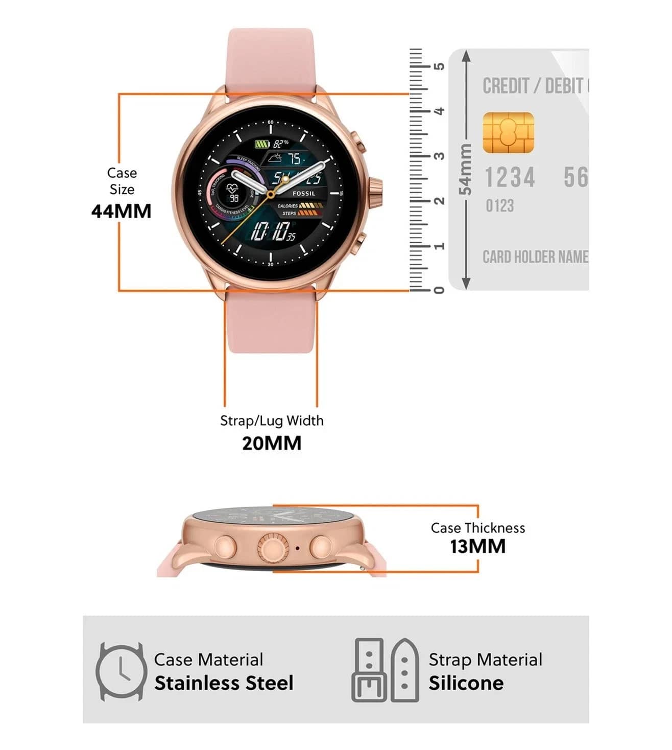 Fossil Gen 6 FTW4071 Smartwatches Pink 44mm Open-Box Excellent