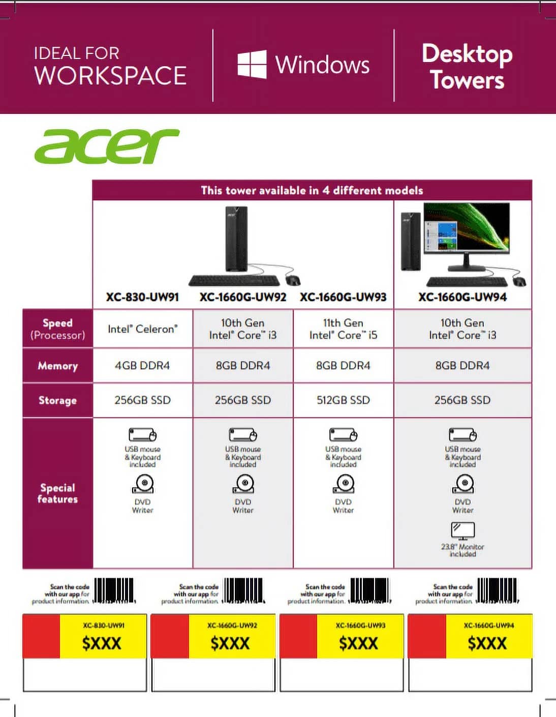Acer XC-1660G-UW92 Computers New