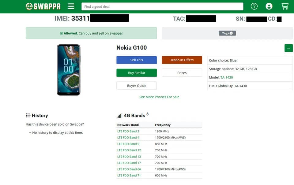 Nokia G100 Cell Phones Blue 32GB Boost Mobile Refurbished - Excellent