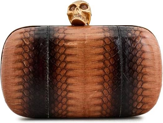 Alexander McQueen Skull Box Clutch Women's bags Unspecified Python Gold New