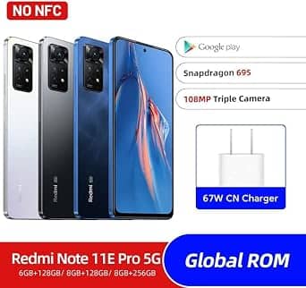 Xiaomi Redmi Note 11E Pro 5G Cell Phones Blue 128GB T-Mobile New