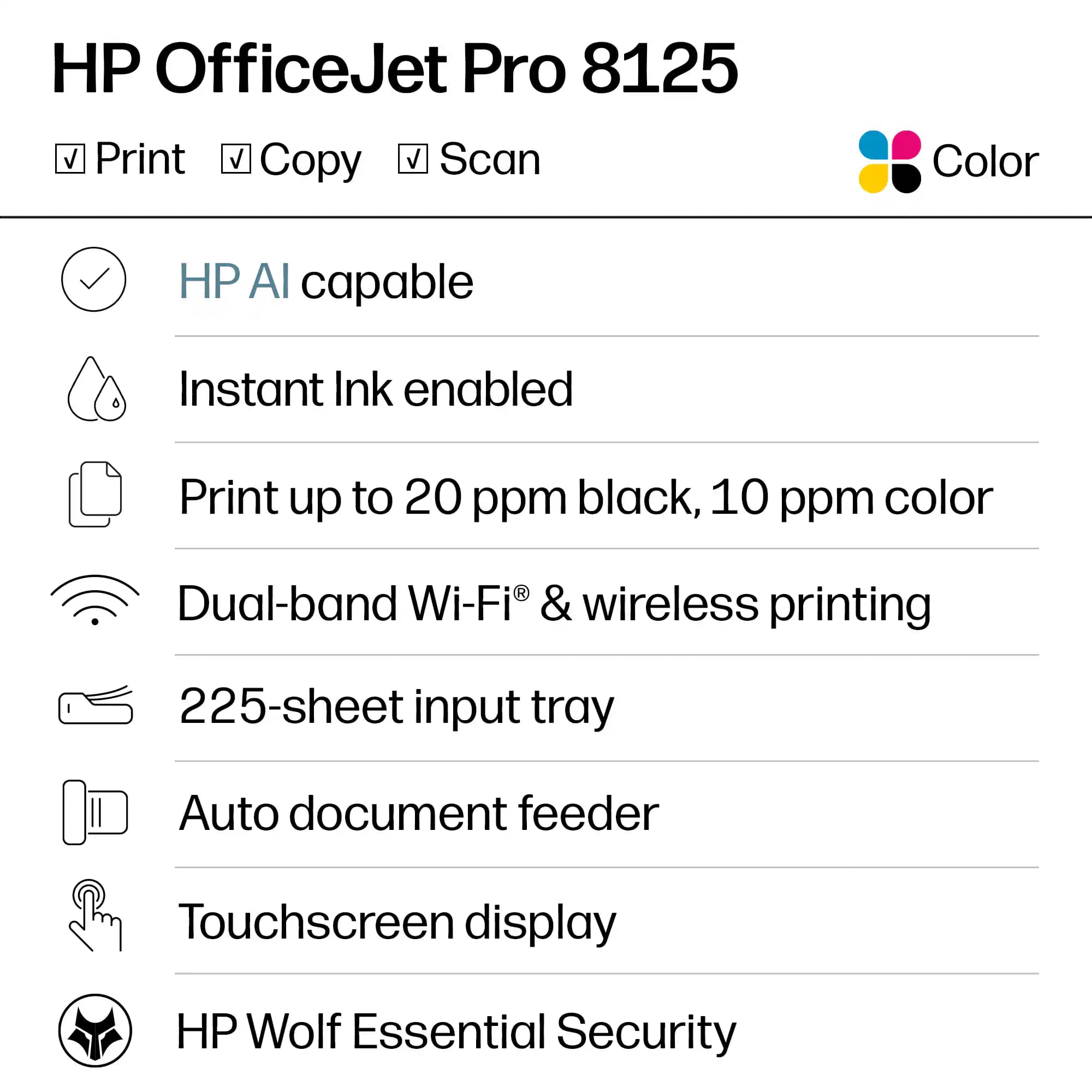 HP OfficeJet Pro 8125 Printers New