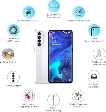 OPPO Reno4 Pro Cell Phones Blue 128GB Unlocked New