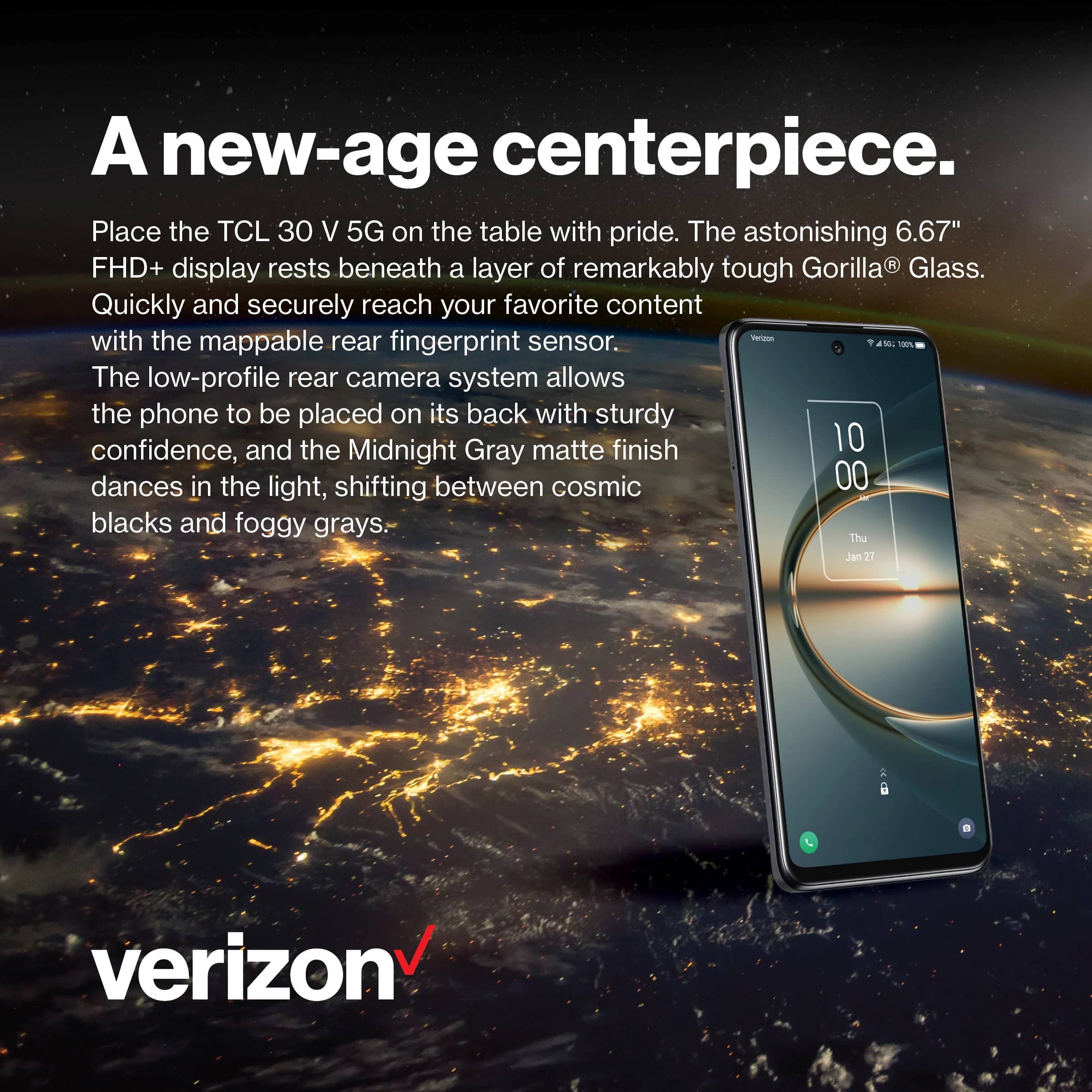 TCL 30 V 5G Cell Phones Black 128GB Verizon New