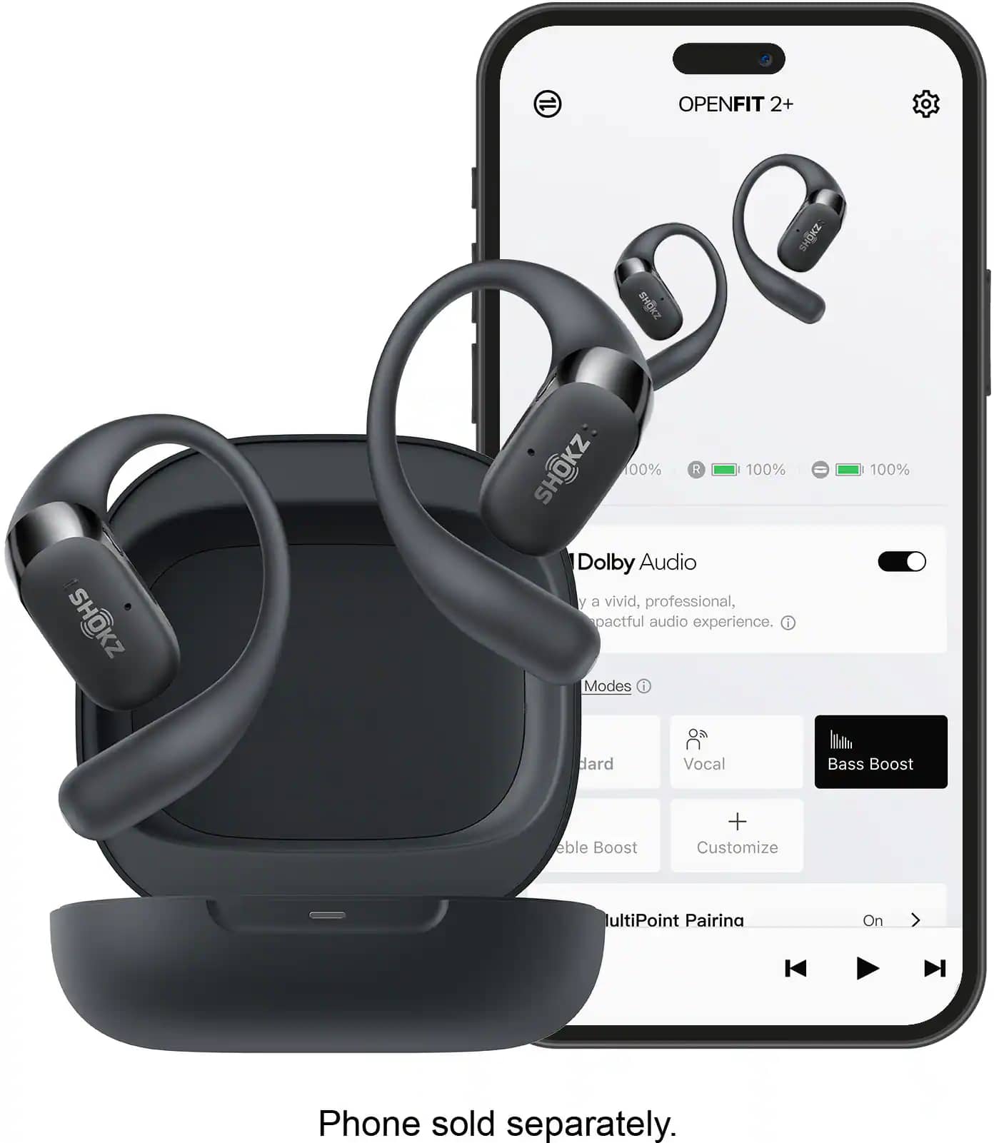 Shokz OpenFit 2+ Headphones & Earbuds Black New