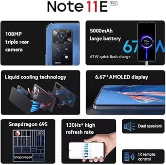 Xiaomi Redmi Note 11E Pro 5G Cell Phones Blue 128GB T-Mobile New