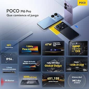 Xiaomi POCO M6 PRO Cell Phones Purple 256GB T-Mobile New