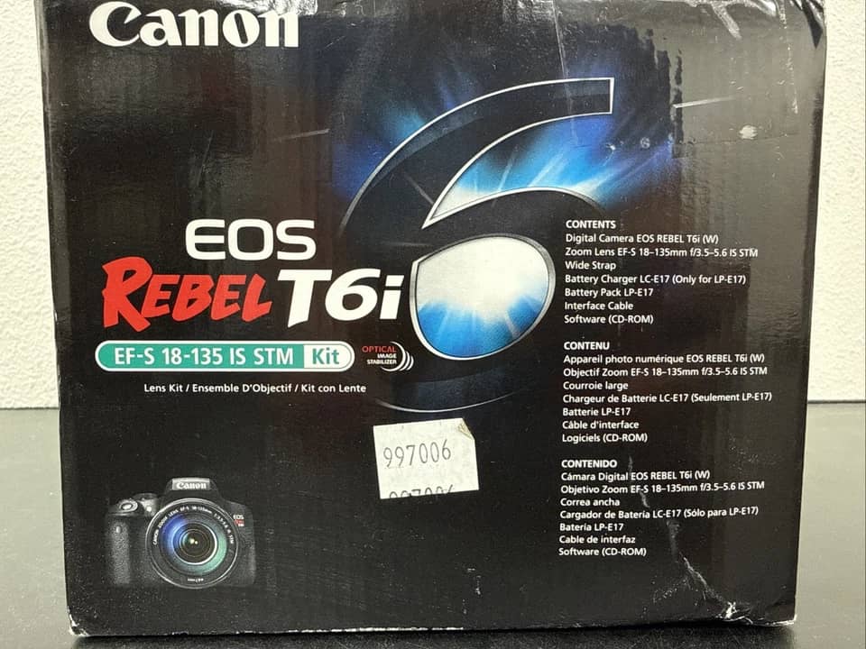 Canon EOS Rebel T6i Digital Cameras Black With Lens New