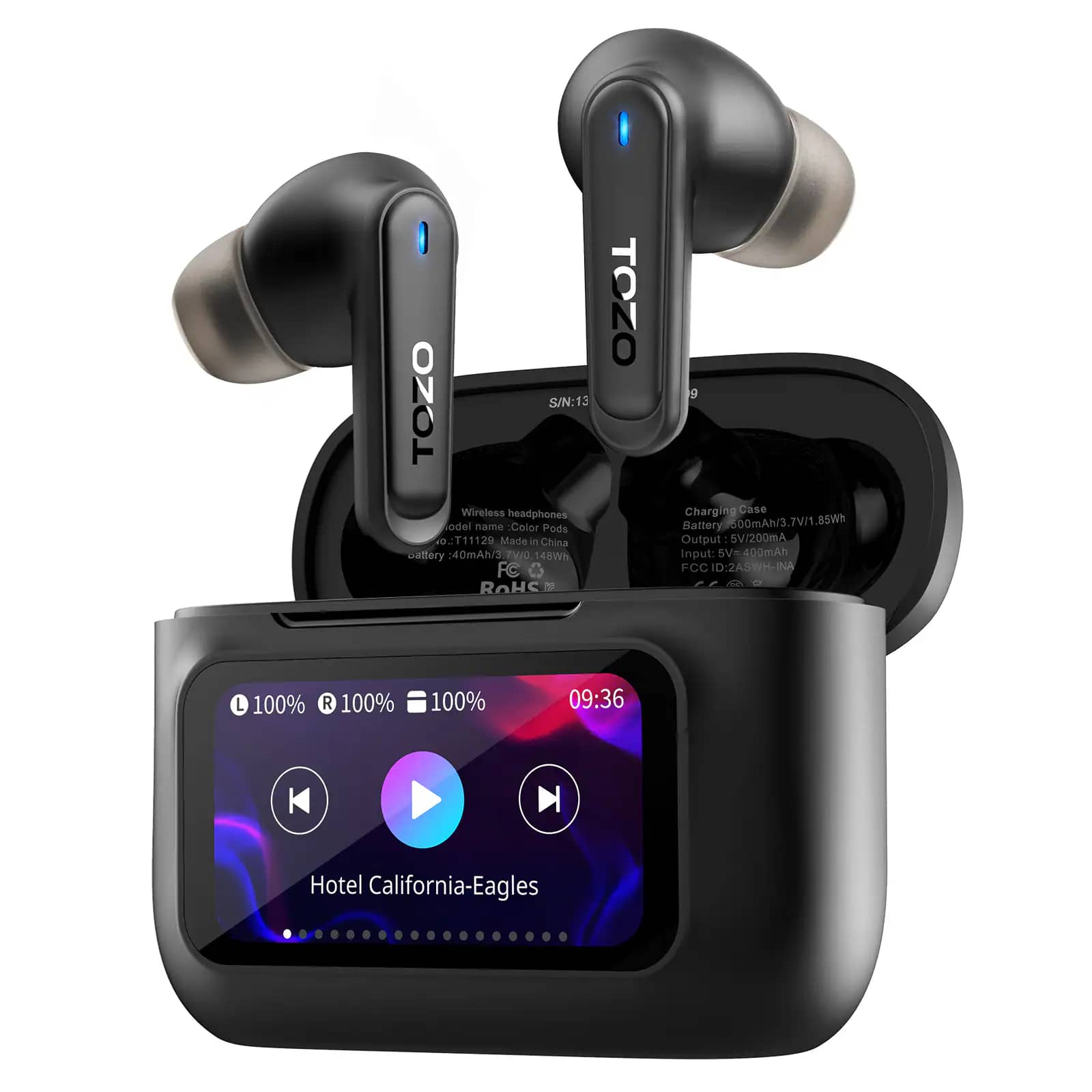 TOZO Color Pods Headphones & Earbuds Black New