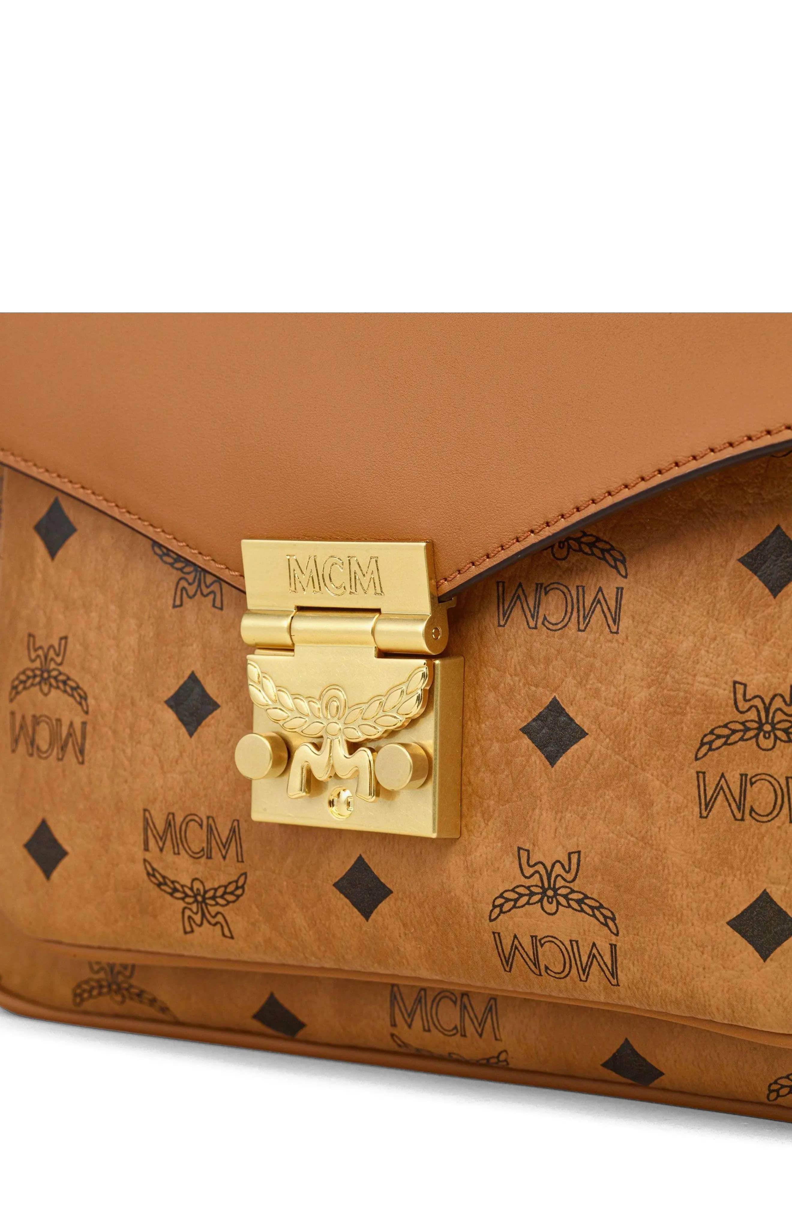 MCM Tracy Top Handle Women's bags Small Brown Monogram New