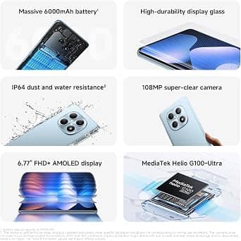 Xiaomi Note 15 4G Cell Phones Blue 128GB Unlocked New