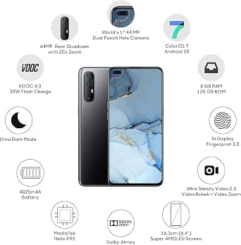 OPPO Reno3 Pro Cell Phones Blue 128GB Unlocked New