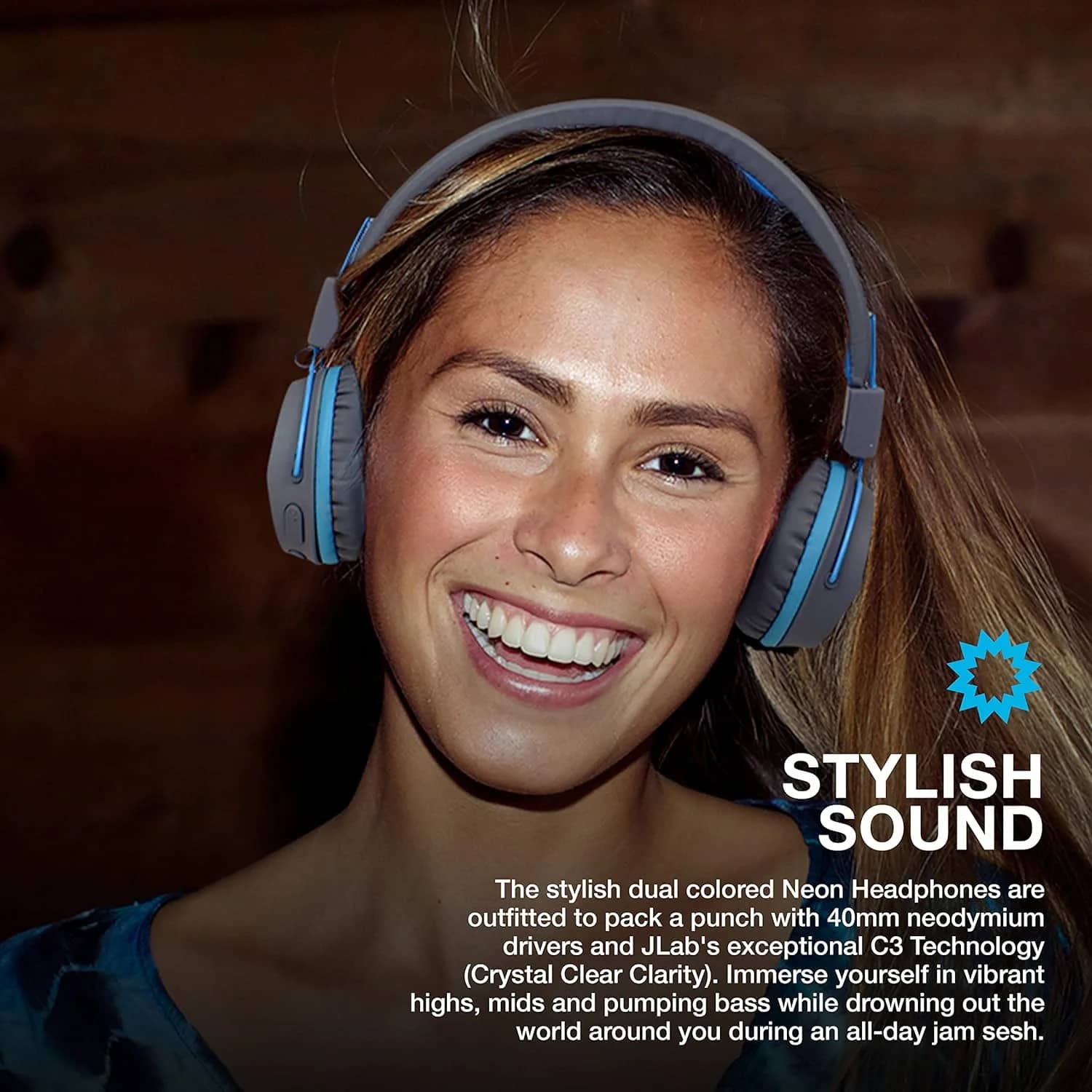 JLab NEONHPBT-GRYBLU Headphones & Earbuds Blue New
