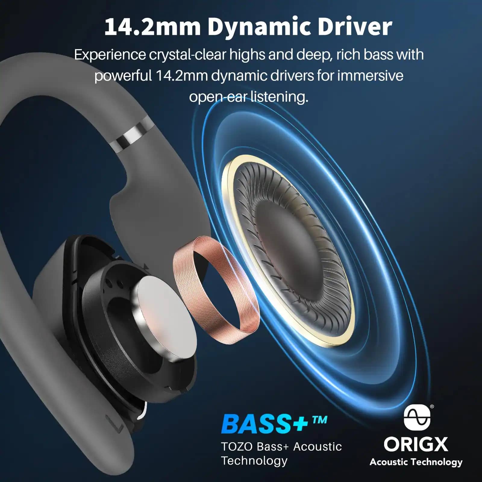 TOZO Open Wear Headphones & Earbuds Black New