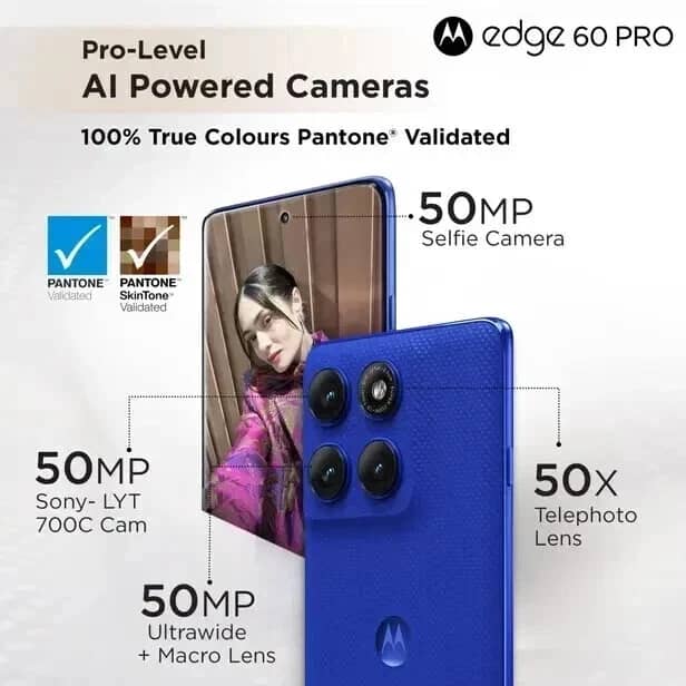 Motorola Edge 60 Pro Cell Phones Blue 256GB Unlocked New