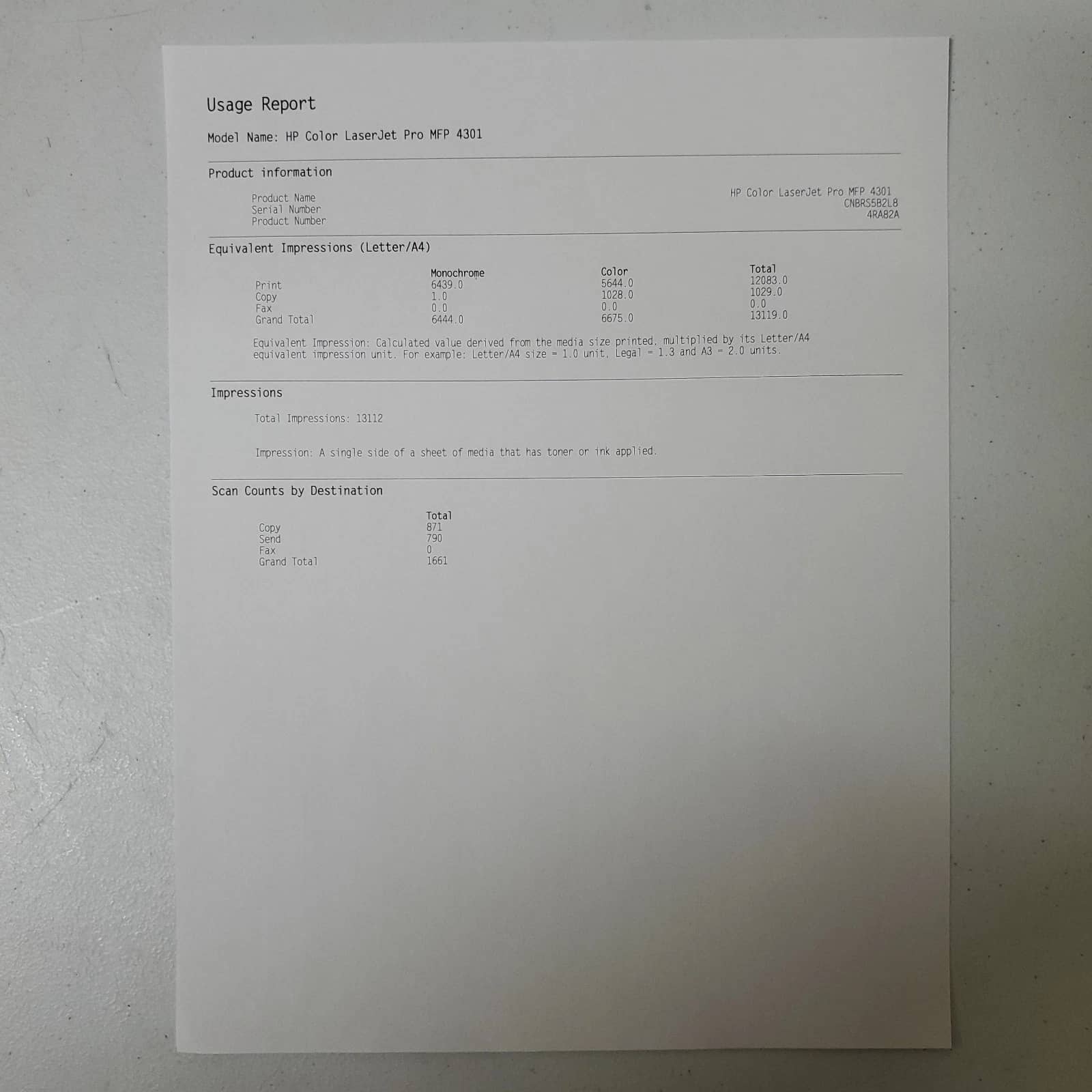 HP HP Color LaserJet Pro MFP 4301fdw Printer Printers Used - Good