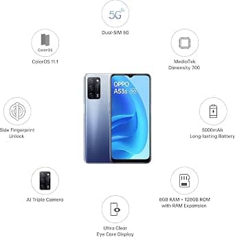OPPO A53s 5G Cell Phones Black 128GB Unlocked New