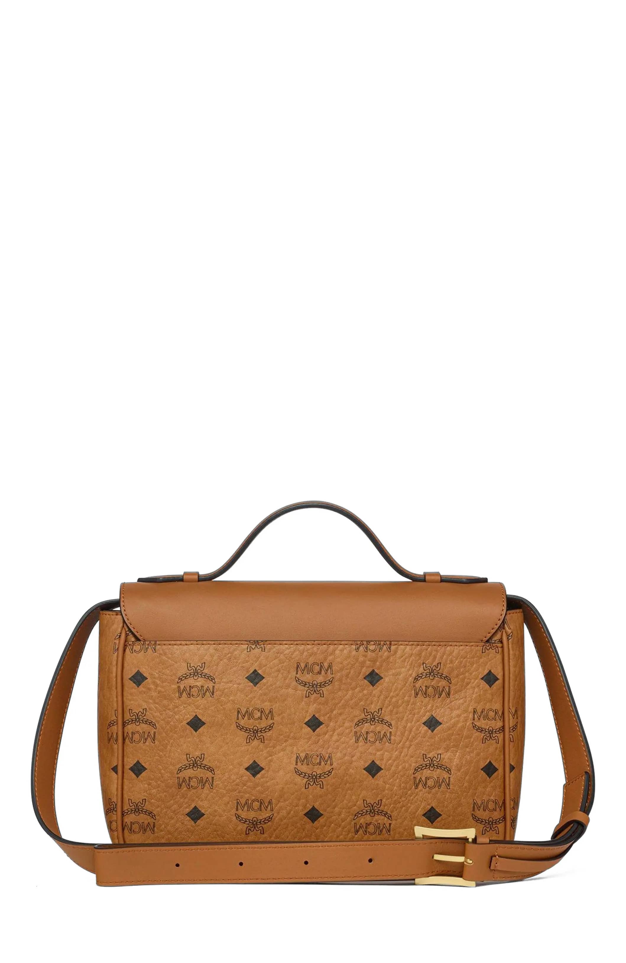 MCM Tracy Top Handle Women's bags Small Brown Monogram New
