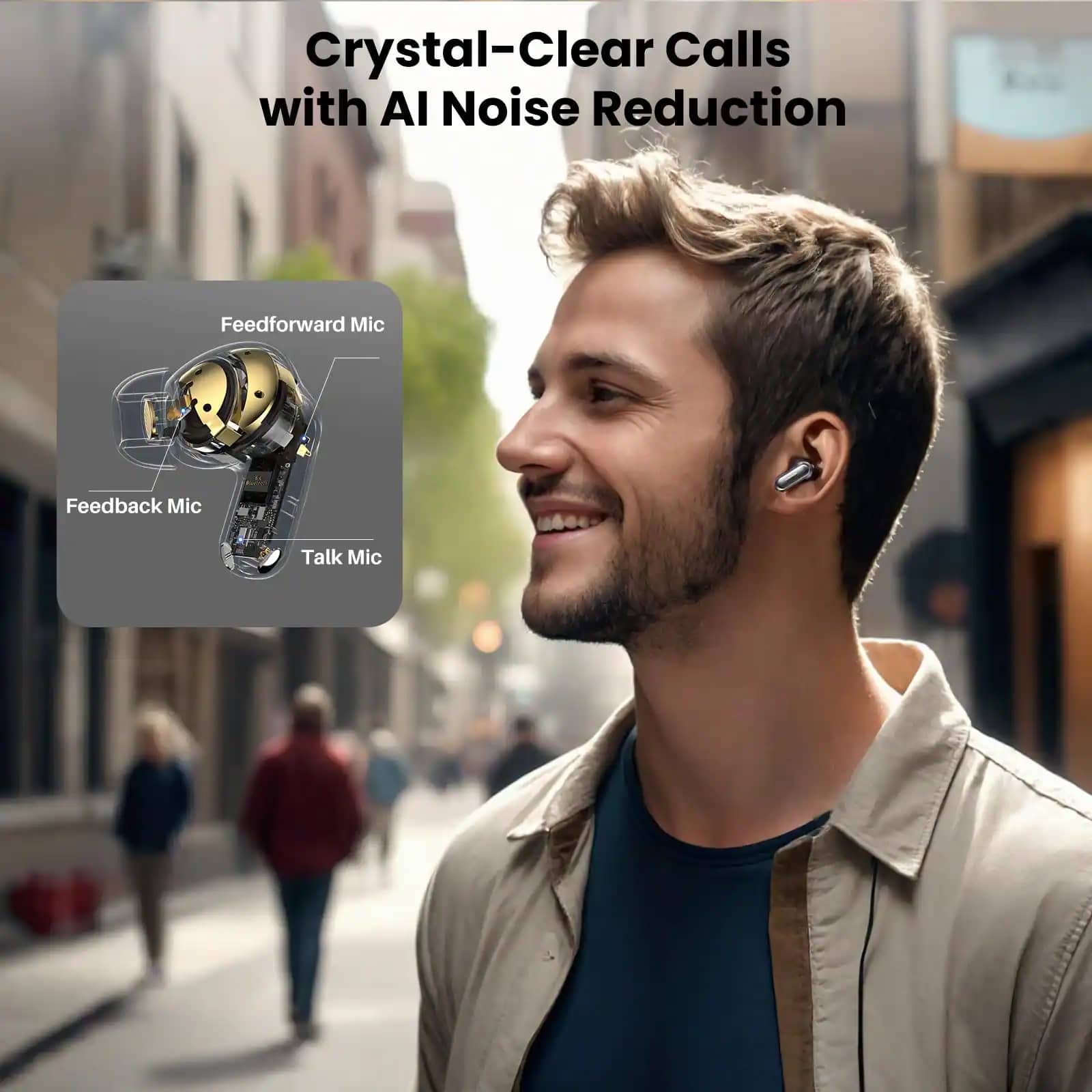 TOZO NC20 Headphones & Earbuds Matte Champagne New