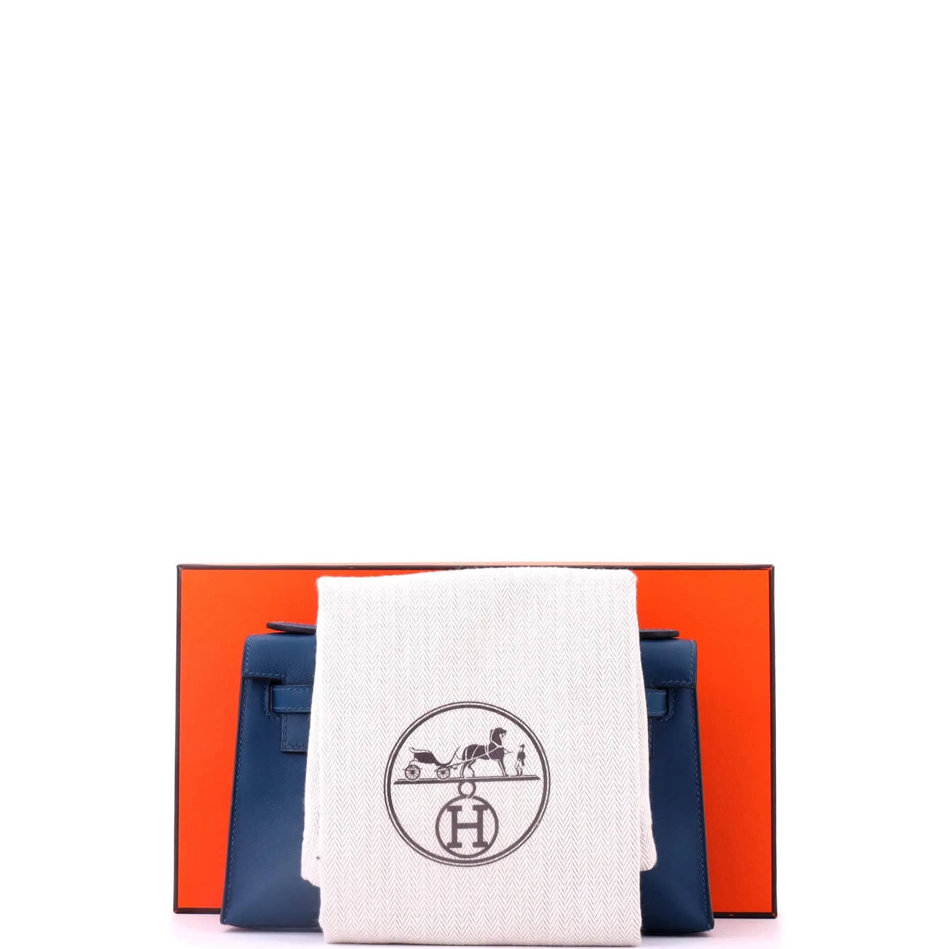 Hermès Kelly Pochette Women's bags Bleu Nuit Swift Palladium New