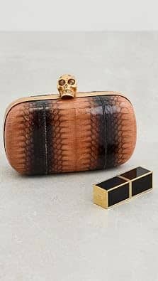 Alexander McQueen Skull Box Clutch Women's bags Unspecified Python Gold New