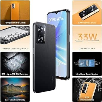 OPPO A77s Cell Phones Black 128GB Unlocked New