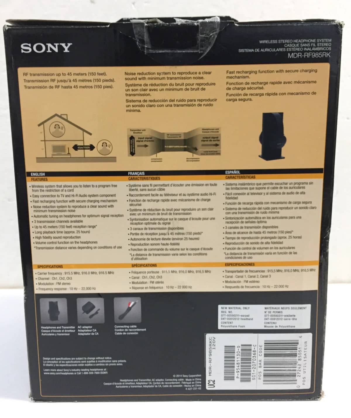Sony MDR-RF985RK Headphones & Earbuds Black New