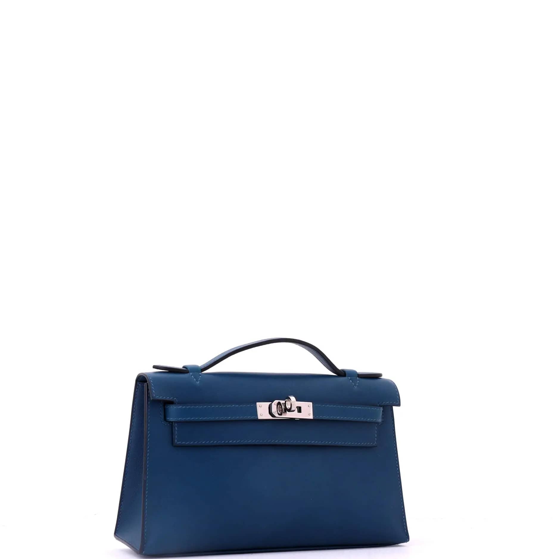 Hermès Kelly Pochette Women's bags Bleu Nuit Swift Palladium New