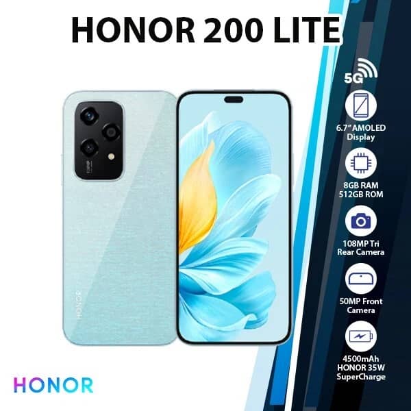 Honor 200 Lite Cell Phones Blue 512GB Unlocked New