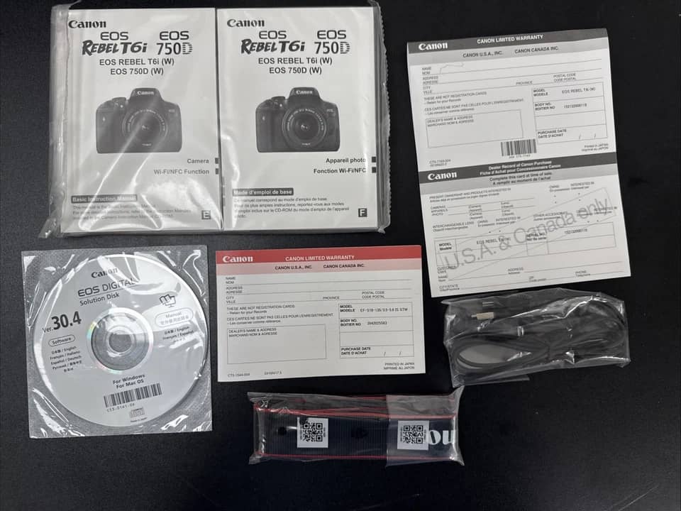 Canon EOS Rebel T6i Digital Cameras Black With Lens New